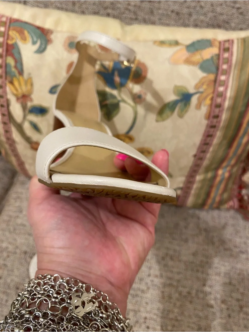 Michael Kors Cream Ankle-Strap Block Heel Sandals